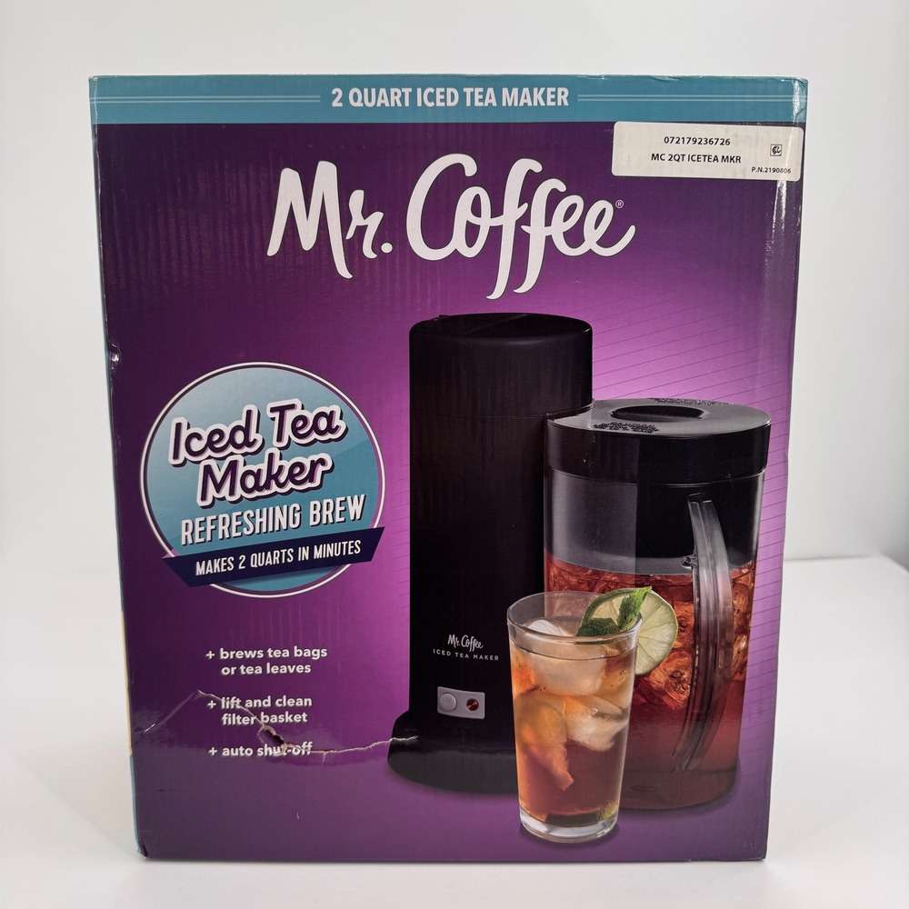 Mr. Coffee Iced Tea Maker NEW 2 Quart Black BVMC-ITM-BLK Refreshing Brew